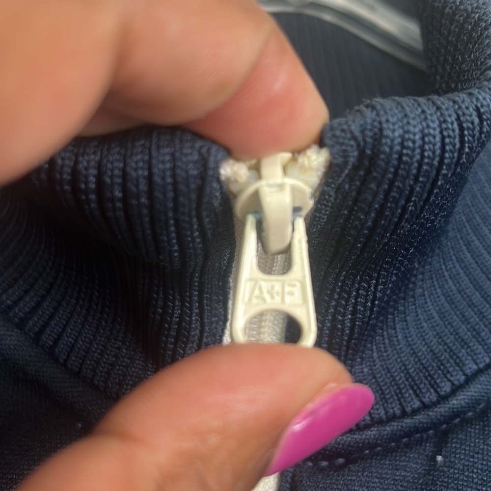 Abercrombie & Fitch Jacket Men Extra Large Navy Blue Zipper Closure Cotton Blend - Picture 4 of 6